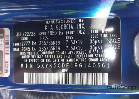 2024 Kia Sportage Sx-Prestige z USA, uszkodzony, nr VIN 5XYK5CDF1RG140561